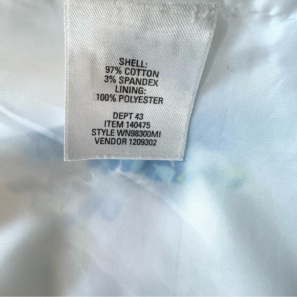 NORDSTROM FLORAL WHITE GREEN BLUE LIGHTWEIGHT KNEE LENGTH TRENCH COAT JACKET Sz6 - Picture 8 of 12